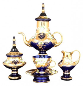 Чайный сервиз на 6 персон 15 предметов  Bohemia "Лепка синяя/М+М" / 054686