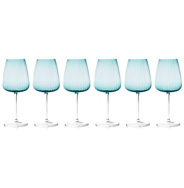 Бокалы для белого вина 550 мл 6 шт голубые  Le Stelle &quot;Opium&quot; (подарочная упаковка) / 342810