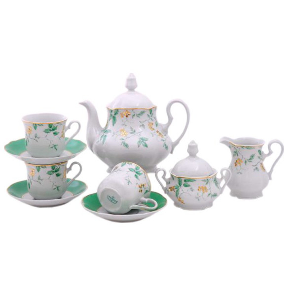 Чайный сервиз на 6 персон 15 предметов  Leander &quot;Мэри-Энн /Зеленые листья&quot; / 157940