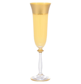 Бокалы для шампанского 190 мл 6 шт янтарные  Bohemia "Анжела /Матовая полоса /золото" AS Crystal / 145966