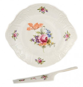 Тарелка для торта 27 см с лопаткой  Thun "Бернадотт /Полевой цветок" / 020024