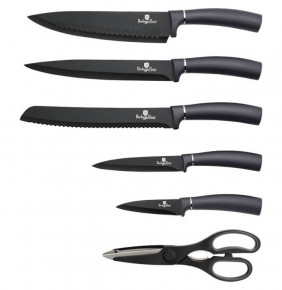 Набор кухонных ножей на подставке 7 предметов  Berlinger Haus "Carbon Pro Metallic Line" / 280772