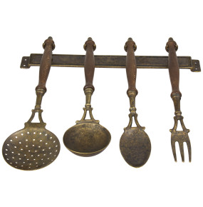 Аксессуары для кухни на подставке 4 предмета 36 х 36 см латунь  ALBERTI LIVIO & C S.A.S. "A. Livio" античный / 139947