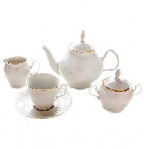 Чайный сервиз на 6 персон 15 предметов  Thun "Бернадотт /Отводка золото" 230 мл (чайник с дыр.) / 116855