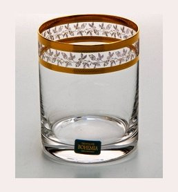 Стаканы для виски 320 мл 6 шт  Crystalite Bohemia "Барлайн /Золотые листики" / 005808