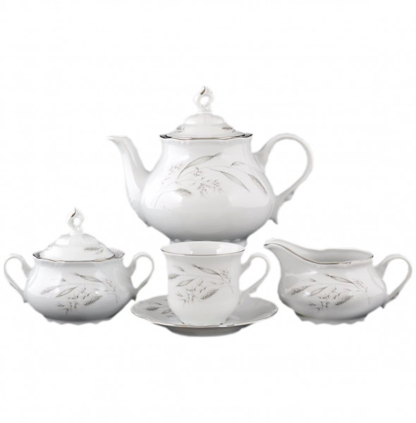 Чайный сервиз на 6 персон 15 предметов  Thun &quot;Констанция /Серебряные колосья&quot; / 056308