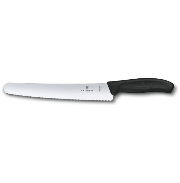 Нож для хлеба 22 см волнистое лезвие чёрный в блистере  Victorinox &quot;Swiss Classic&quot; / 320286