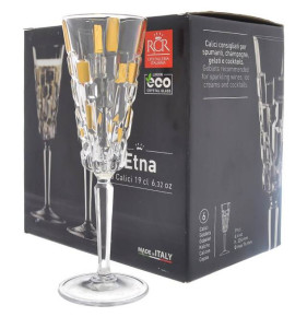 Бокалы для шампанского 190 мл 6 шт  Bohemia "Этна /Окошки золотые" E-S / 308197