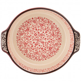 Блюдо для запекания и выпечки 28 х 25,5 х 8,5 см круглое красное  Agness "Цветочный узор" / 253952