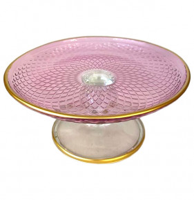 Блюдо 18 см круглое розовое  Yagmur Hediyelik "Polo /С золотом"  / 271653