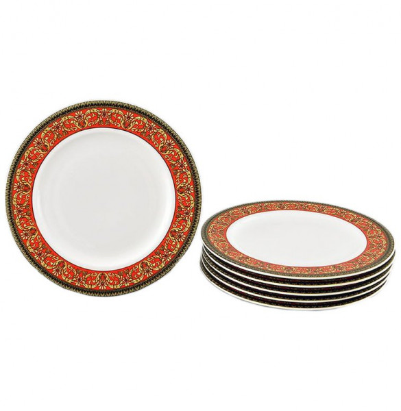 Набор тарелок 25 см 6 шт  Leander &quot;Сабина /Цветочный узор на красном&quot; / 159057