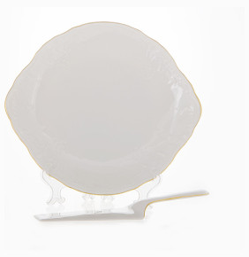 Тарелка для торта 27 см с лопаткой  Thun "Бернадотт /Отводка золото" / 094911