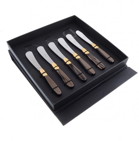 Столовые приборы 6 предметов Ножи для масла  Domus Design &quot;D&amp;D /Виктория&quot; цвет коричневый жемчуг / 201539
