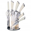 Набор кухонных ножей 8 предметов /пластиковая подставка /бежевые силиконовые ручки &quot;Agness&quot; / 195919