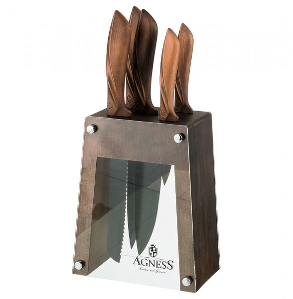 Набор кухонных ножей 6 предметов на подставке &quot;Agness&quot; / 207765