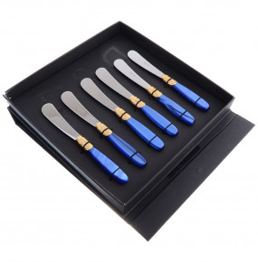 Столовые приборы 6 предметов Ножи для масла  Domus Design "D&D /Виктория" синяя ручка  / 201540
