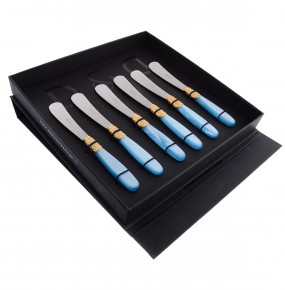 Столовые приборы 6 предметов Ножи для масла  Domus Design "D&D /Виктория" небесно-голубая ручка / 201541