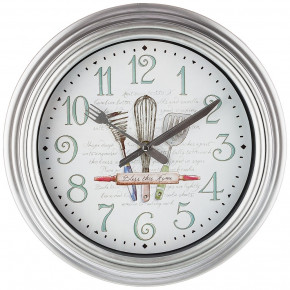 Часы настенные 31 см кварцевые круглые серебро  LEFARD "CHEF KITCHEN" / 197432
