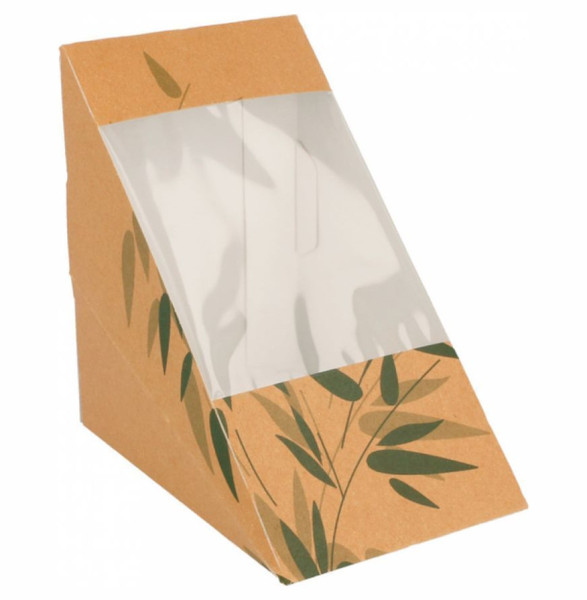 Коробка для тройного сэндвича с окном 12,4 х 12,4 х 8,3 см 100 шт  Garcia De Pou &quot;Feel Green&quot; / 317266