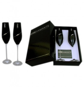 Бокалы для шампанского 210 мл 2 шт чёрные  Rona "Diamante /С стразами" / 058892