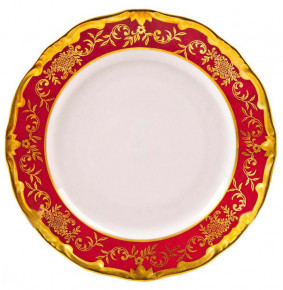 Набор тарелок 15 см 6 шт  Weimar Porzellan "Ювел /Красный с золотым узором" / 002204