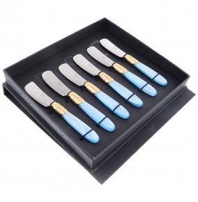 Столовые приборы 6 предметов Ножи для масла  Domus Design "D&D /Виктория" небесно-голубая ручка / 201547