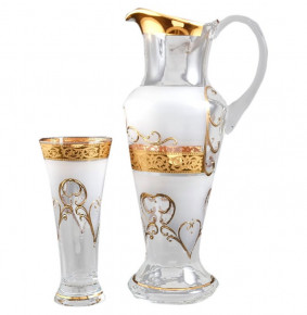 Набор для воды 7 предметов (кувшин + 6 стаканов)  Bohemia "Иксовка /Tulp золото" / 101166