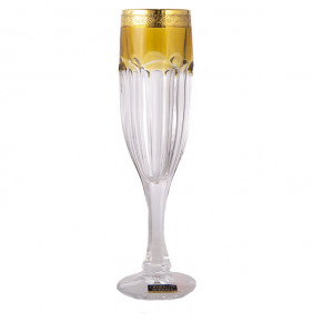 Бокалы для шампанского 150 мл 6 шт  Crystalite Bohemia "Сафари /Жёлтые" / 226443