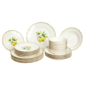 Набор тарелок 24 предмета на 6 персон  O.M.S. Collection "LIANA /Лимоны" (микс с углублением) / 303457