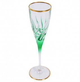 Бокал для шампанского 120 мл 1 шт  RCR Cristalleria Italiana SpA "Трикс /Зеленое дно /Отводка золото /390" / 205947