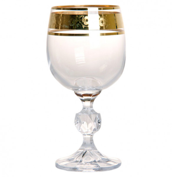 Бокал для белого вина 190 мл 1 шт  Crystalite Bohemia &quot;Клаудия /Цветочный узор на золоте&quot; / 108213