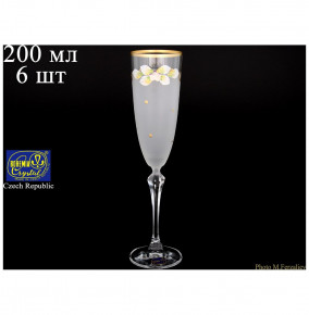 Бокалы для шампанского 200 мл 6 шт матово-белая  Crystalex CZ s.r.o. "Элизабет /Лепка" / 046611