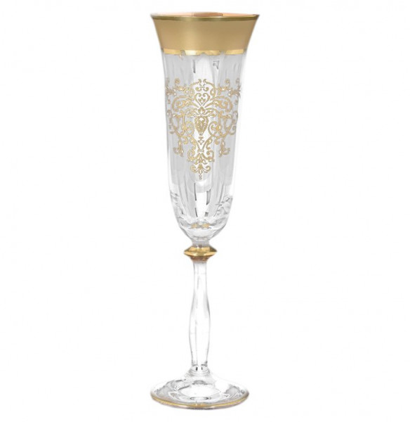 Бокалы для шампанского 190 мл 6 шт  Bohemia &quot;Анжела /Матовая полоса /золотая роспись&quot; B-G  / 125705