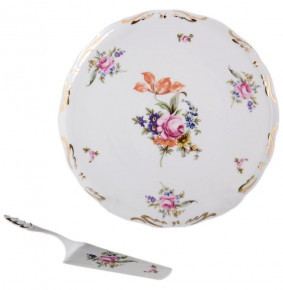 Тарелка для торта 28 см круглая с лопаткой  Chodov "Полевой цветок" / 087347