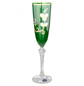 Бокалы для шампанского 200 мл 6 шт  Crystalex CZ s.r.o. "Элизабет /Лепка /зелёная внутри" / 059493