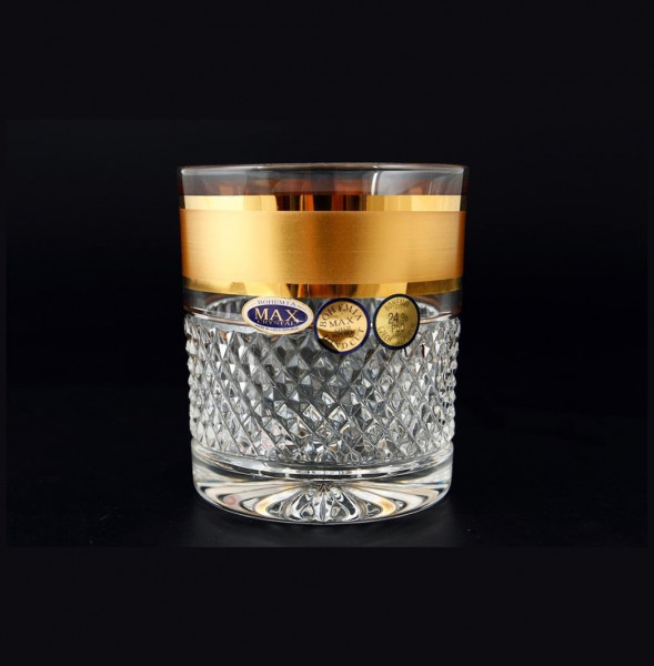 Стаканы для виски 320 мл 6 шт  Max Crystal &quot;Хрусталь /Матовая полоса с золотом&quot; / 122535