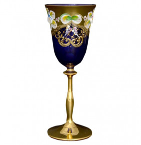 Бокалы для белого вина 185 мл 6 шт золотая ножка  Bohemia "Анжела /Лепка синяя" E-V / 017233