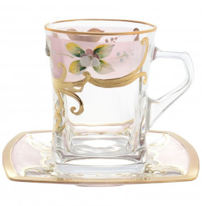 Набор чайных пар 6 шт  Bohemia "Лепка розовая" D-V / 140068
