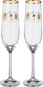 Бокалы для шампанского 190 мл 2 шт  Crystalex CZ s.r.o. "Виола /Новогодний /Снежинки золотые" / 170191