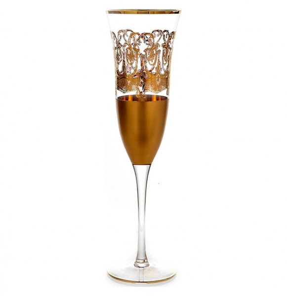 Бокалы для шампанского 6 шт  RCR Cristalleria Italiana SpA &quot;Timon /Сабина /Золотой узор&quot; / 118235