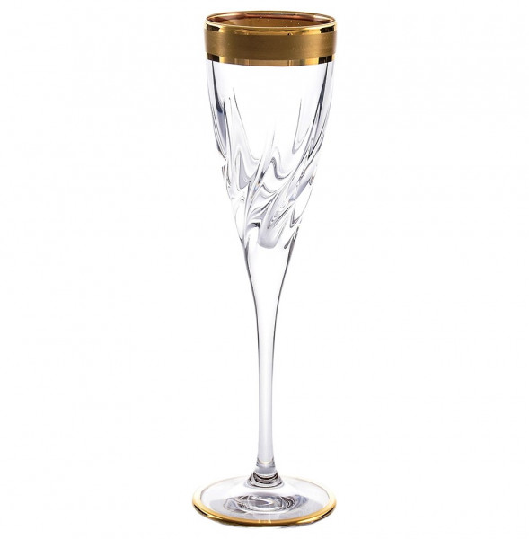 Бокалы для шампанского 120 мл  6 шт  RCR Cristalleria Italiana SpA &quot;Трикс /Матовая полоса /золото&quot; / 146764