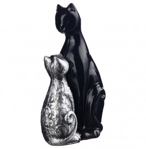 Фигурка 16 х 25,5 см  ИП Шихмурадов "Кошка с котёнком" /черный с серебром / 270294