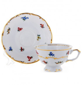 Набор чайных пар 6 шт  Bavarian Porcelain "Мария-Тереза /Мелкие цветы /Отводка золото" / 107313