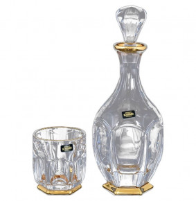 Набор для виски 7 предметов (графин + 6 стаканов)  Crystalite Bohemia "Сафари /с золотом" R-G / 113535