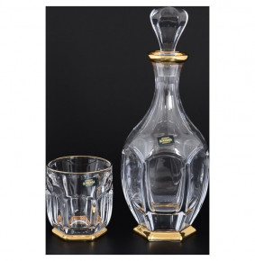 Набор для виски 7 предметов (графин + 6 стаканов)  Crystalite Bohemia "Сафари /с золотом" R-G / 113535