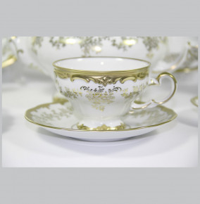 Чайный сервиз на 6 персон 30 предметов  Weimar Porzellan "Кастэл /Золотой цветочный узор" / 078217