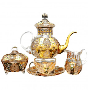 Чайный сервиз на 6 персон 15 предметов  Jahami "Хрусталь с золотом" / 038428