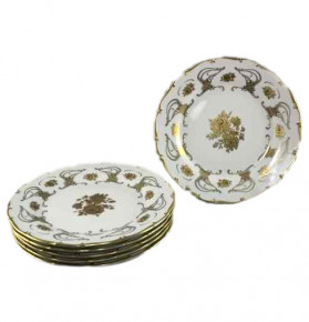 Набор тарелок 17 см 6 шт  Bohemia Porcelan Moritz Zdekauer 1810 s.r.o. "Анжелика /Золотая роза /золото" / 027538