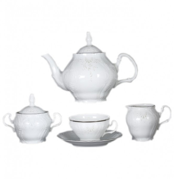 Чайный сервиз на 6 персон 15 предметов  Thun &quot;Бернадотт /Платиновый узор&quot; / 006134