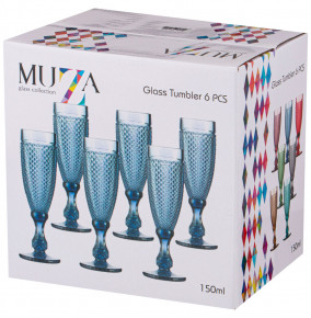 Бокалы для шампанского 150 мл 6 шт бирюзовые  LEFARD "Гранат /Muza color" / 257592